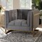 Baxton Studio Ambra Grey Velvet Upholstered and Tufted Armchair with Gold-Tone Frame 156-8867 - alternate 10
